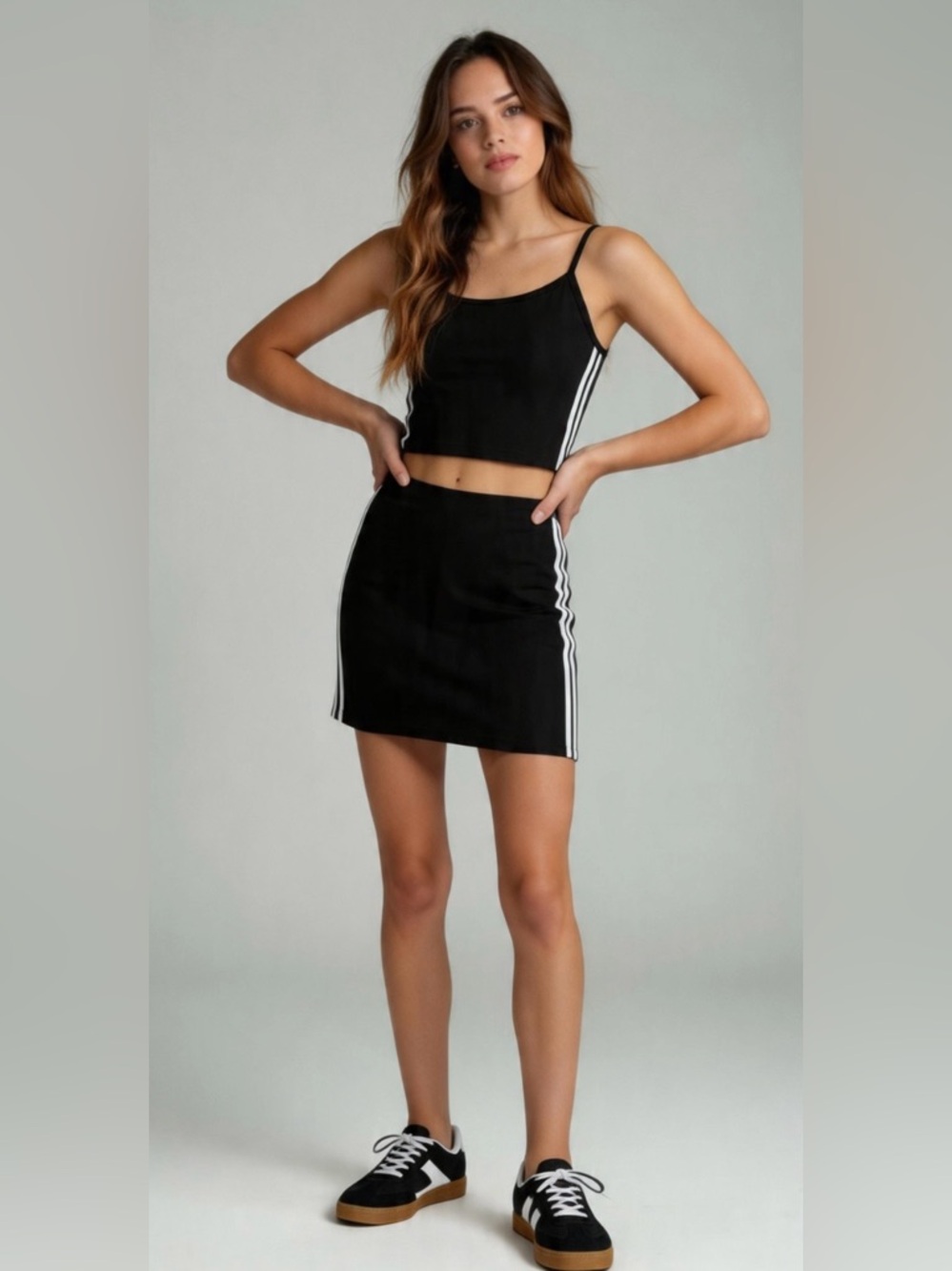 Black Strappy Cami & Skirt Set